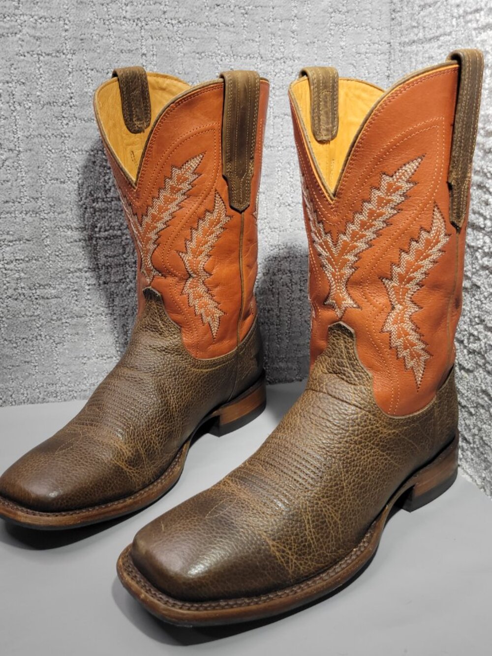 Tecovas The Doc Frontier Men's Size 11.5D Dark Chestnut & Rust Orange Boots - Picture 6 of 14